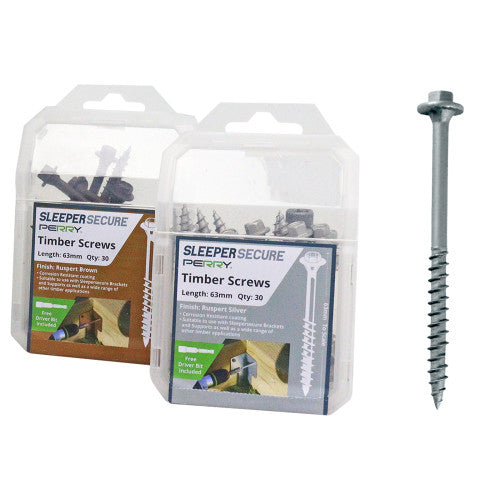63mm No.4729/PP SleeperSecure Sleeper Screws - Hex Head - Box of 120